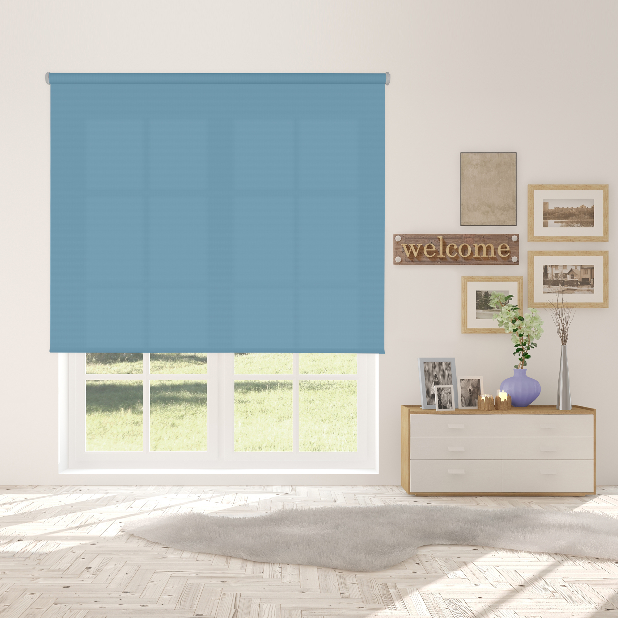 Image of VIEWTEX Tenda a rullo traslucida L2000 azzurro siberiano 135 X 250cm - Made in Europe - 5 anni di garanzia